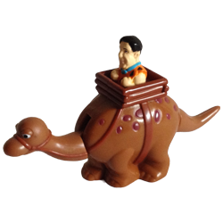 Fred Flintstone on a dinosaur